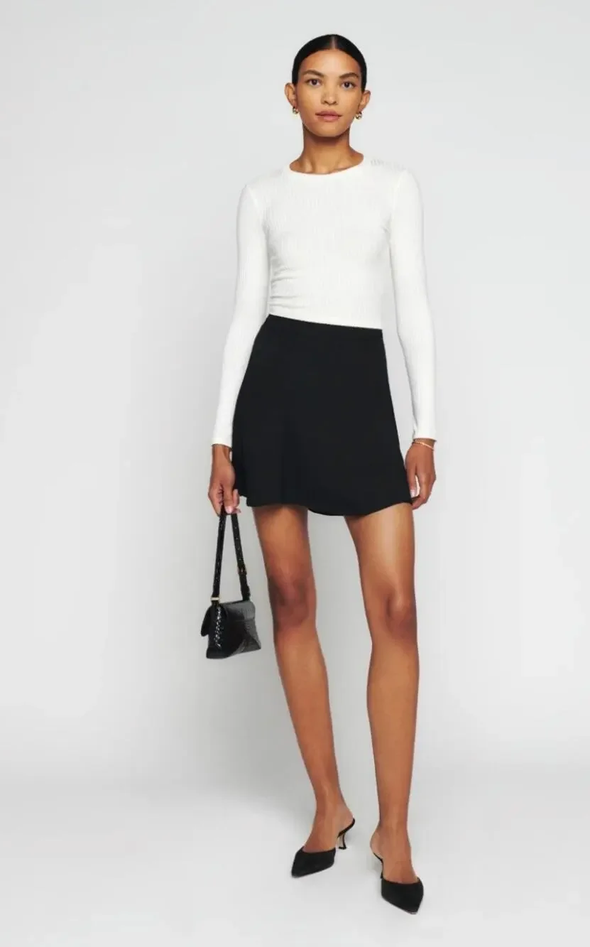 SZ 6 Reformation Flounce Skirt BLACK NWT